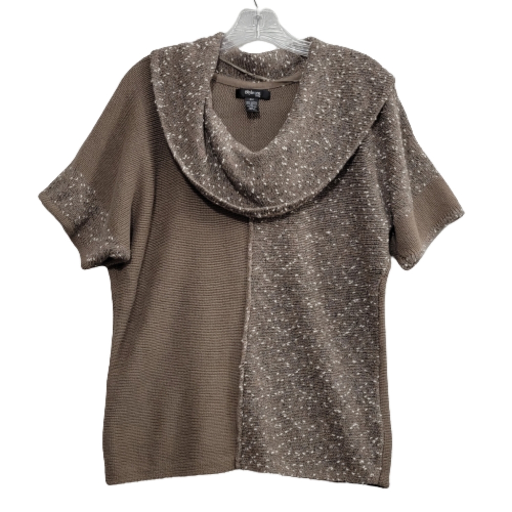 Style & Co Petite, Women's Sweater, Short Sleeve, Cowl Neck, Brown/Tan, Medium